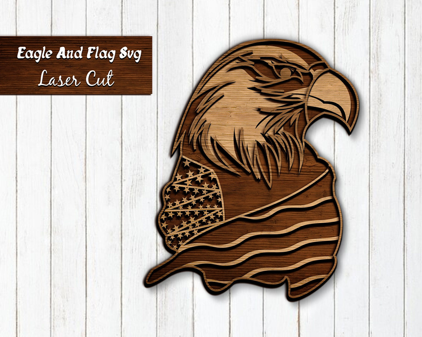 Eagle and Flag SVG, Laser Cut file, 3D Illusion, Digital Design File, Eagle | Flag