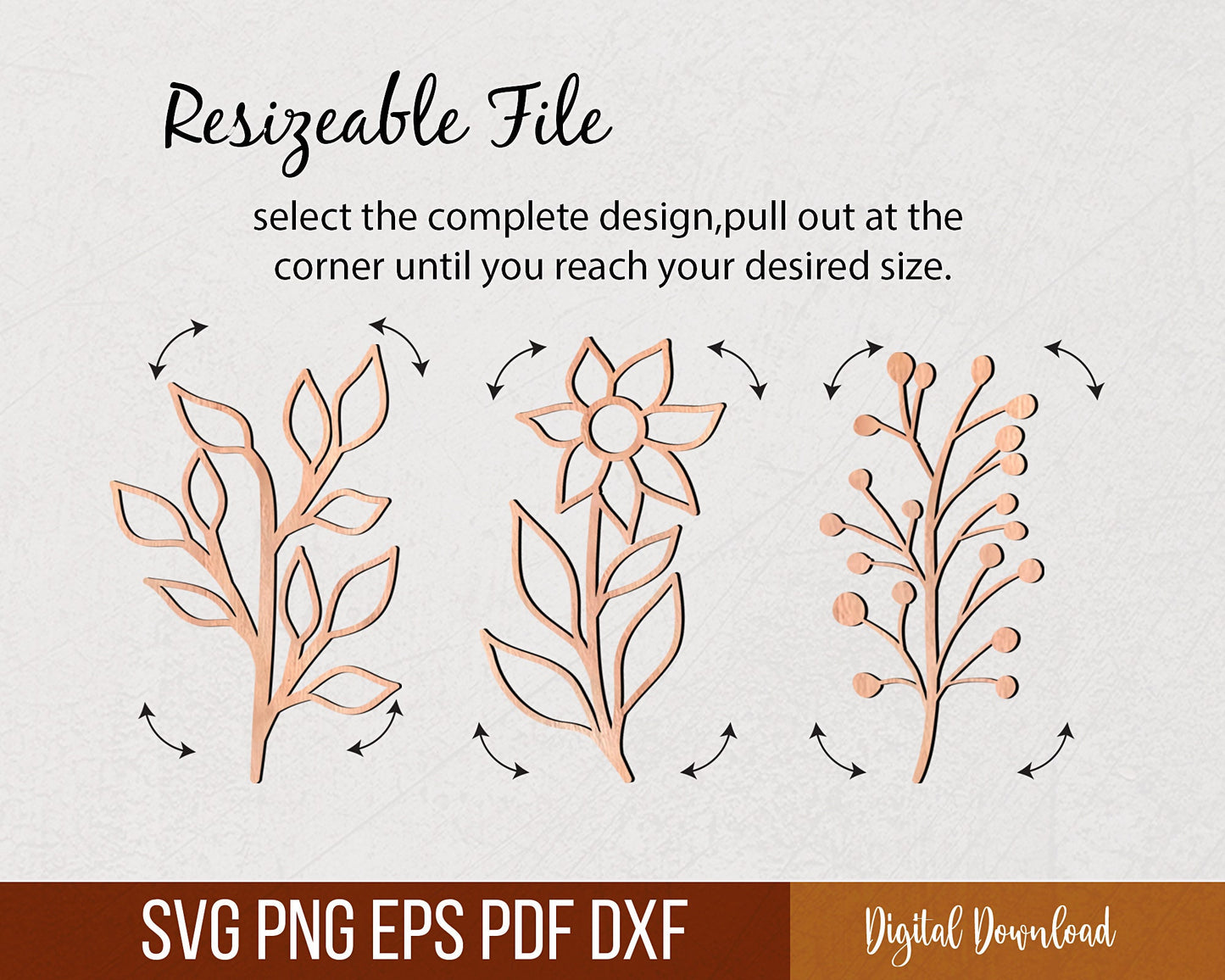 Wild Flowers SVG, Wildflowers SVG Bundle, Digital download Files, Wood Florals, Mothers Day Gift