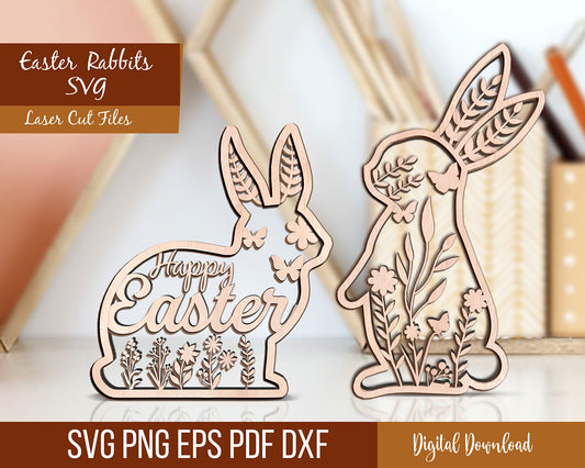 Easter Rabbit Layers SVG, Easter Rabbit Layers SVG Laser Cut Files,  3D layered sign laser cut, cute, Instant Download