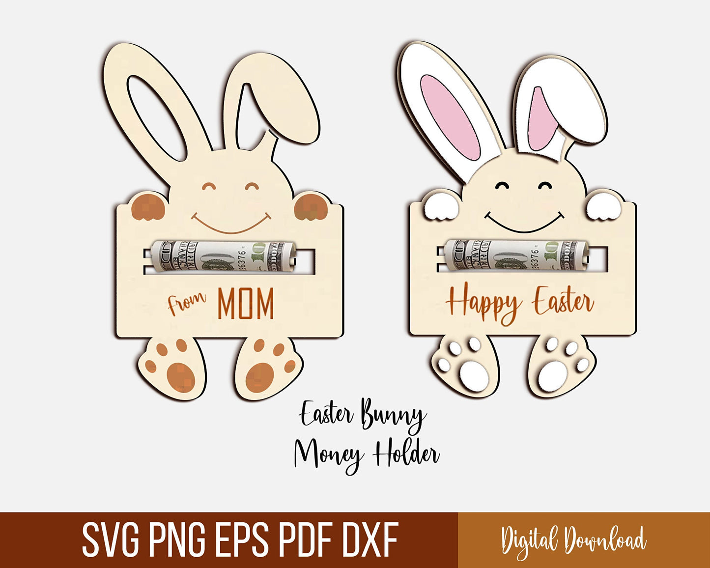 Easter Bunny Money Holder Svg, Easter Bunny Money Holder Laser Cut File, Laser Cut Digital File, Easter Basket Money Holder,  Easter Gift