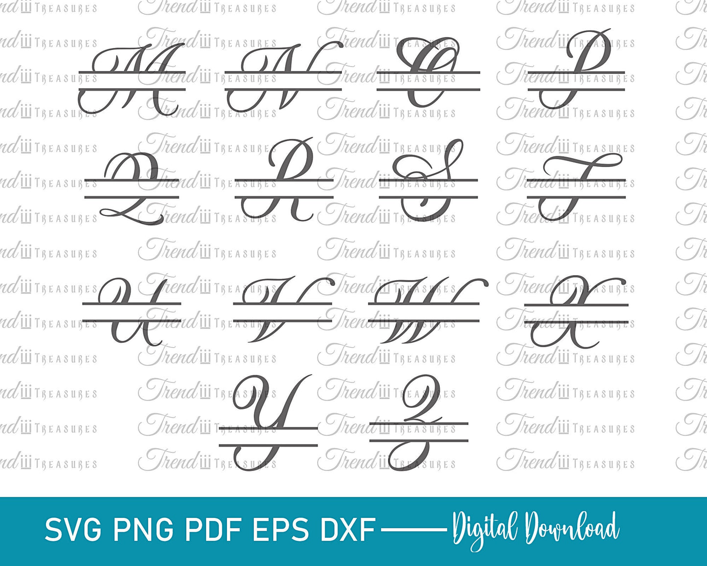 Split Monogram Svg, Family Monogram, Alphabet Bundle, Monogram Font Alphabet, Cut File For Cricut, Commercial Use Cut Files Svg/Png/Eps/Dxf.