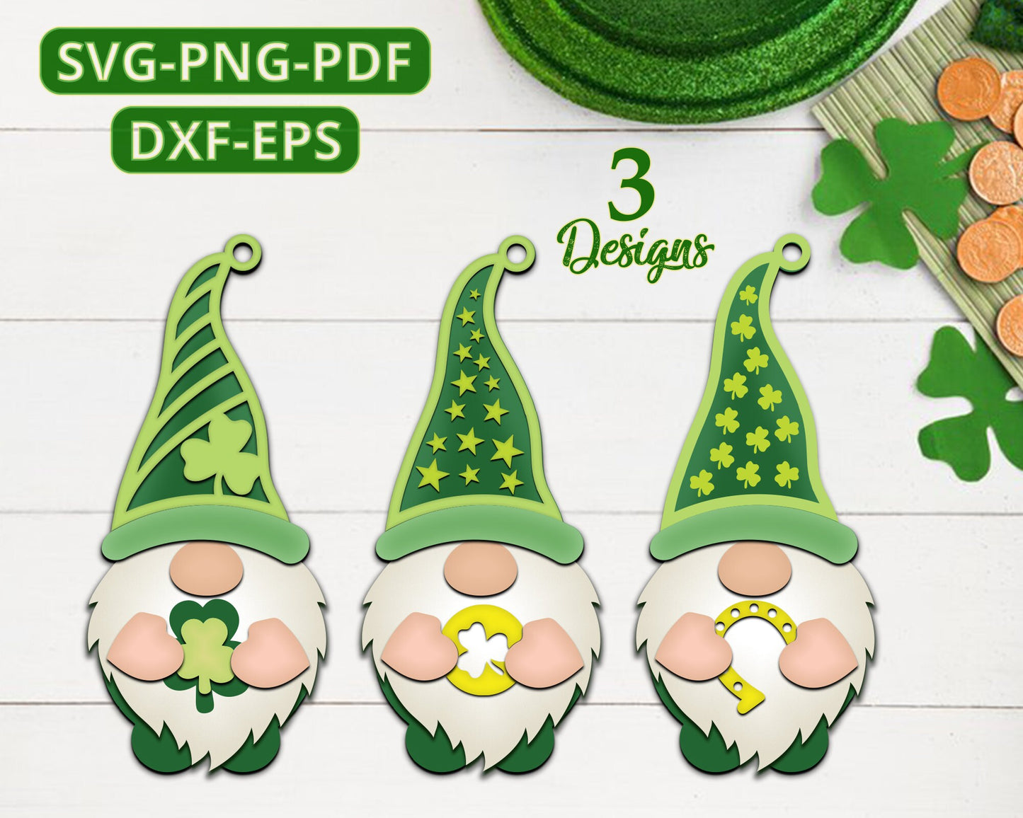 St Patrick's Day Gnome Bundle Svg, Shamrock, St Patricks Laser Cut Files, Lucky Gnome, St Patricks Gloworge svg, Gnome Hangers Svg, Gnome.