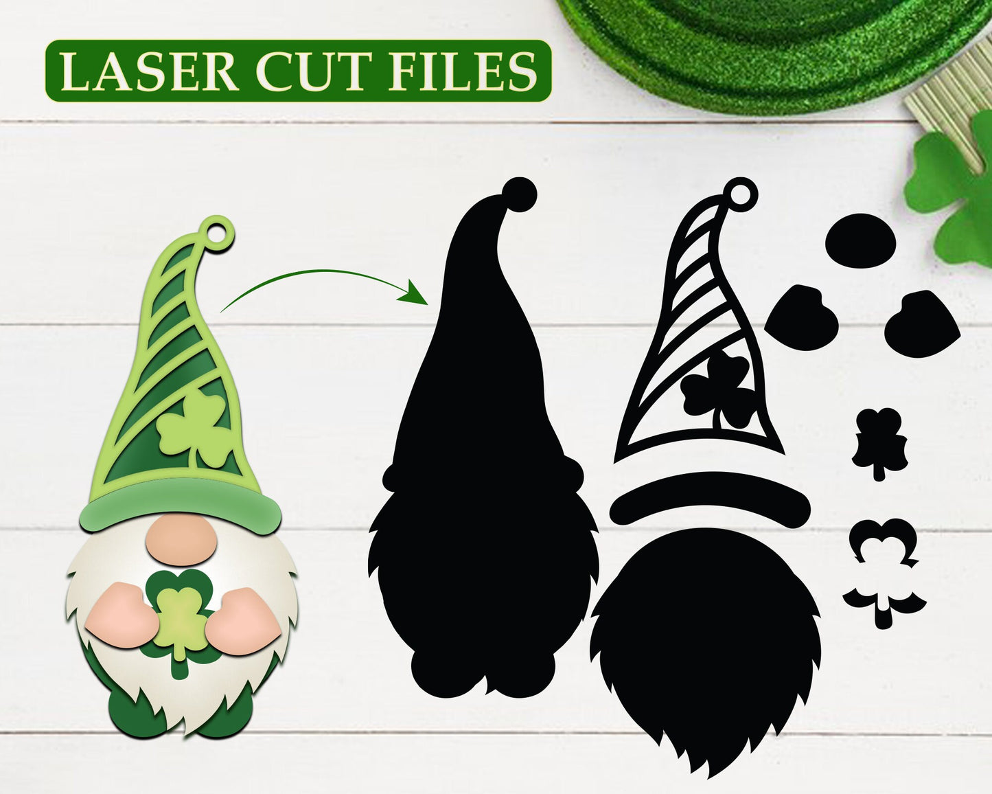 St Patrick's Day Gnome Bundle Svg, Shamrock, St Patricks Laser Cut Files, Lucky Gnome, St Patricks Gloworge svg, Gnome Hangers Svg, Gnome.