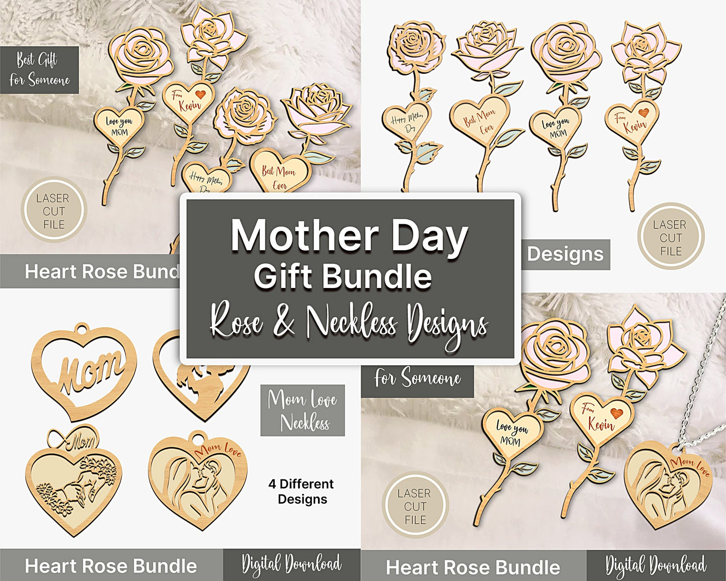 Happy Mother's Day Flower Gift, SVGFiles,  GlowForge Tested, SVG Laser Cut File Cricut, Happy Mother's Day Flower Gift, Mom Gifts.