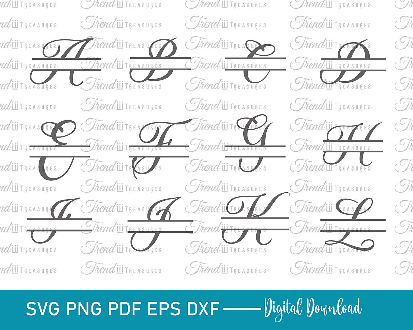 Split Monogram Svg, Family Monogram, Alphabet Bundle, Monogram Font Alphabet, Cut File For Cricut, Commercial Use Cut Files Svg/Png/Eps/Dxf.