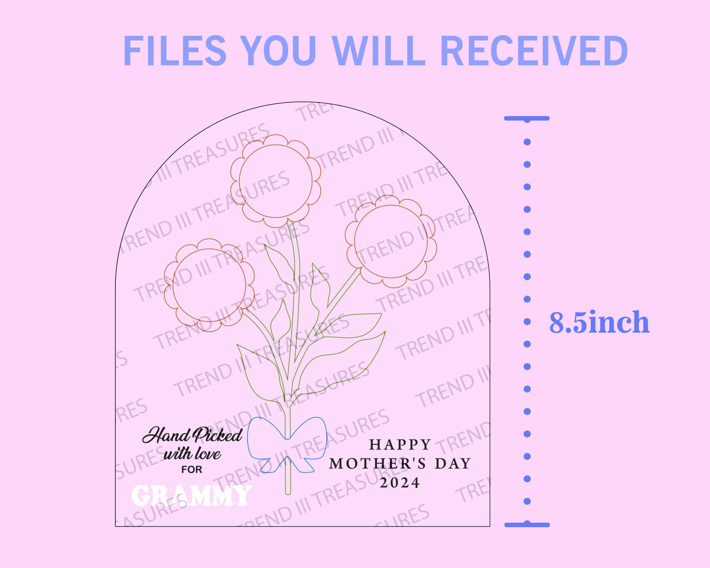 Handpicked With Love Flower Photo Frame SVG, Mother's Day Gift, flower sign, gifts for grandma, Flower Bouquet Photo Sign, Instant Download.