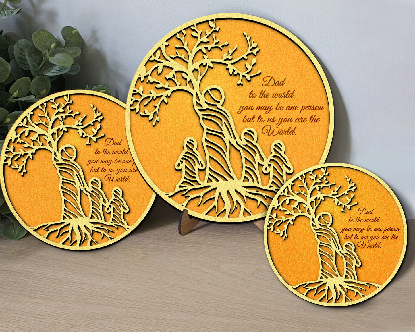 Father Tree SVG, Wooden Decorative Stand, Layered Tree Svg, Laser Cut File For Glowforge Cricut, Fathers Day Gifts Svg, Dad Svg, Dxf, EPS.