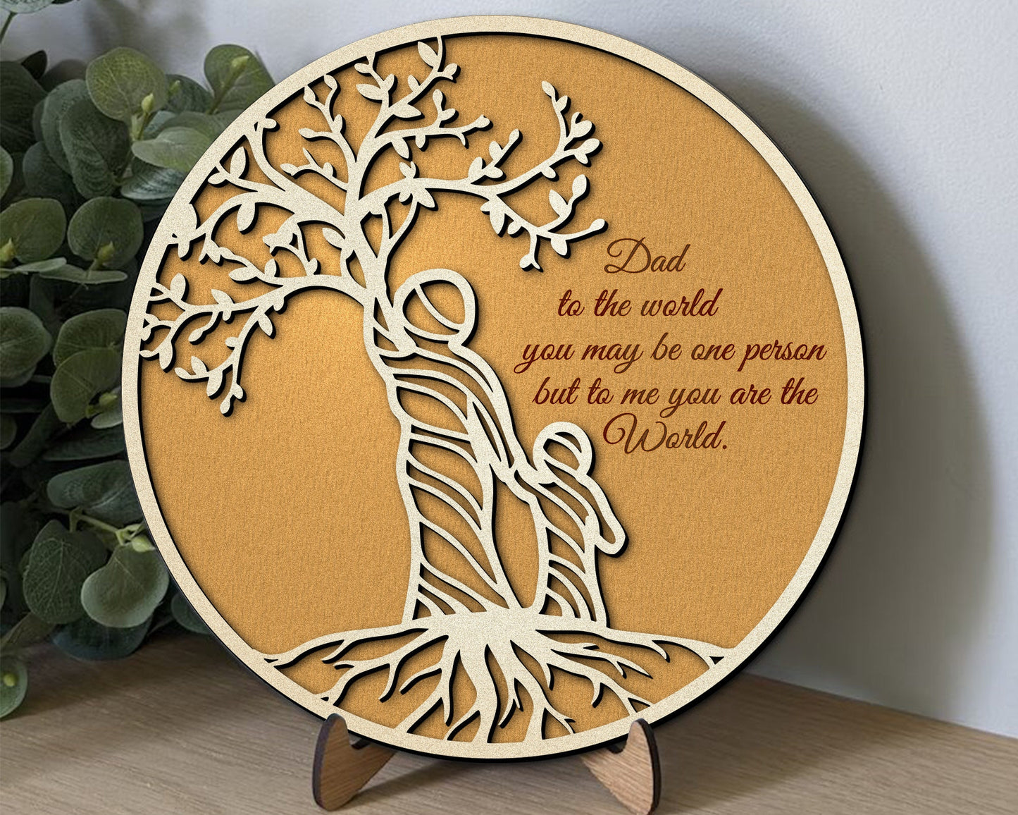 Father Tree SVG, Wooden Decorative Stand, Layered Tree Svg, Laser Cut File For Glowforge Cricut, Fathers Day Gifts Svg, Dad Svg, Dxf, EPS.