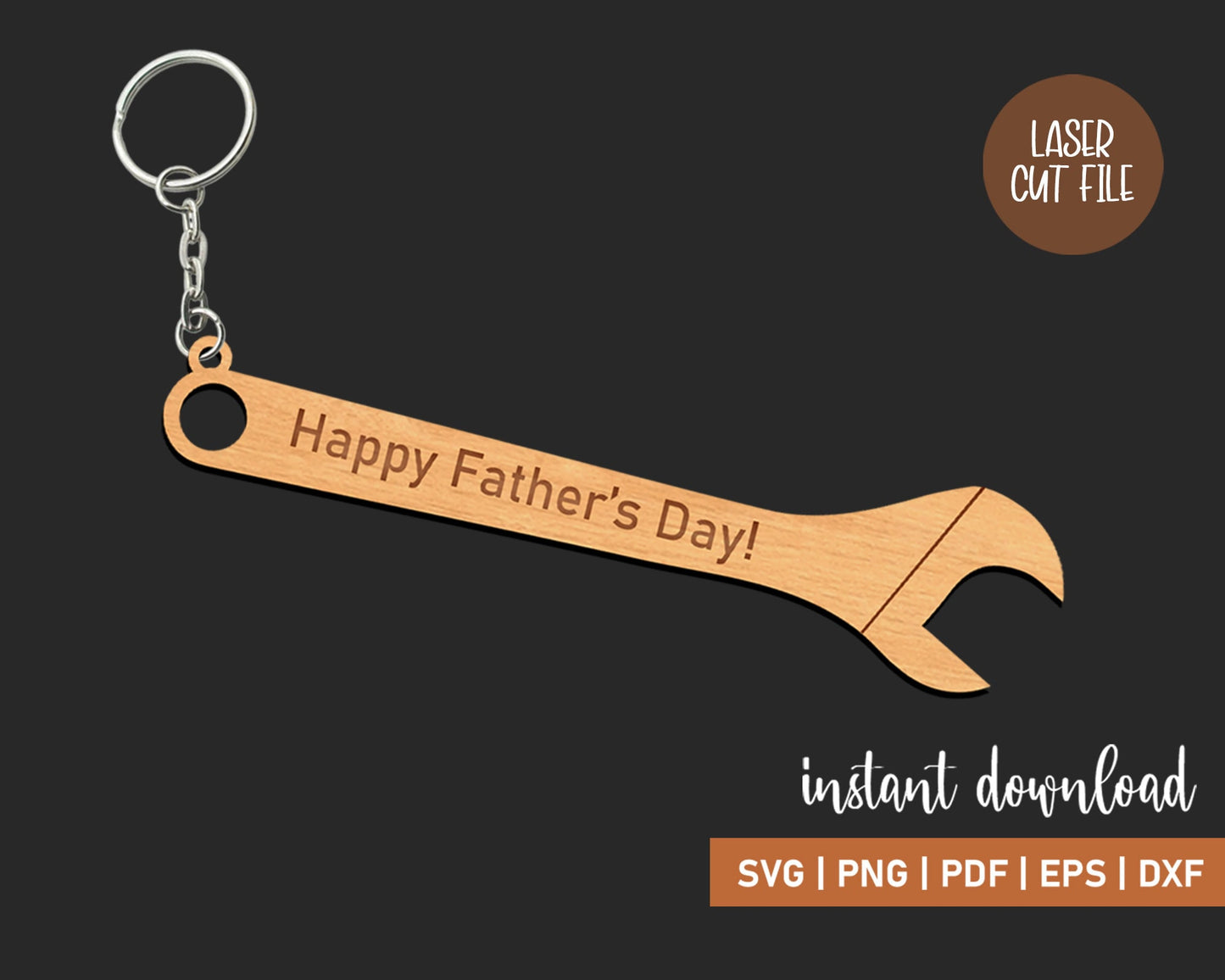 Set of 5 Tool shaped Father's Day Keyrings, Laser Cut Digital File, Gift For Dad, Digital Downloads, Dad SVG, Keychains for Dad,