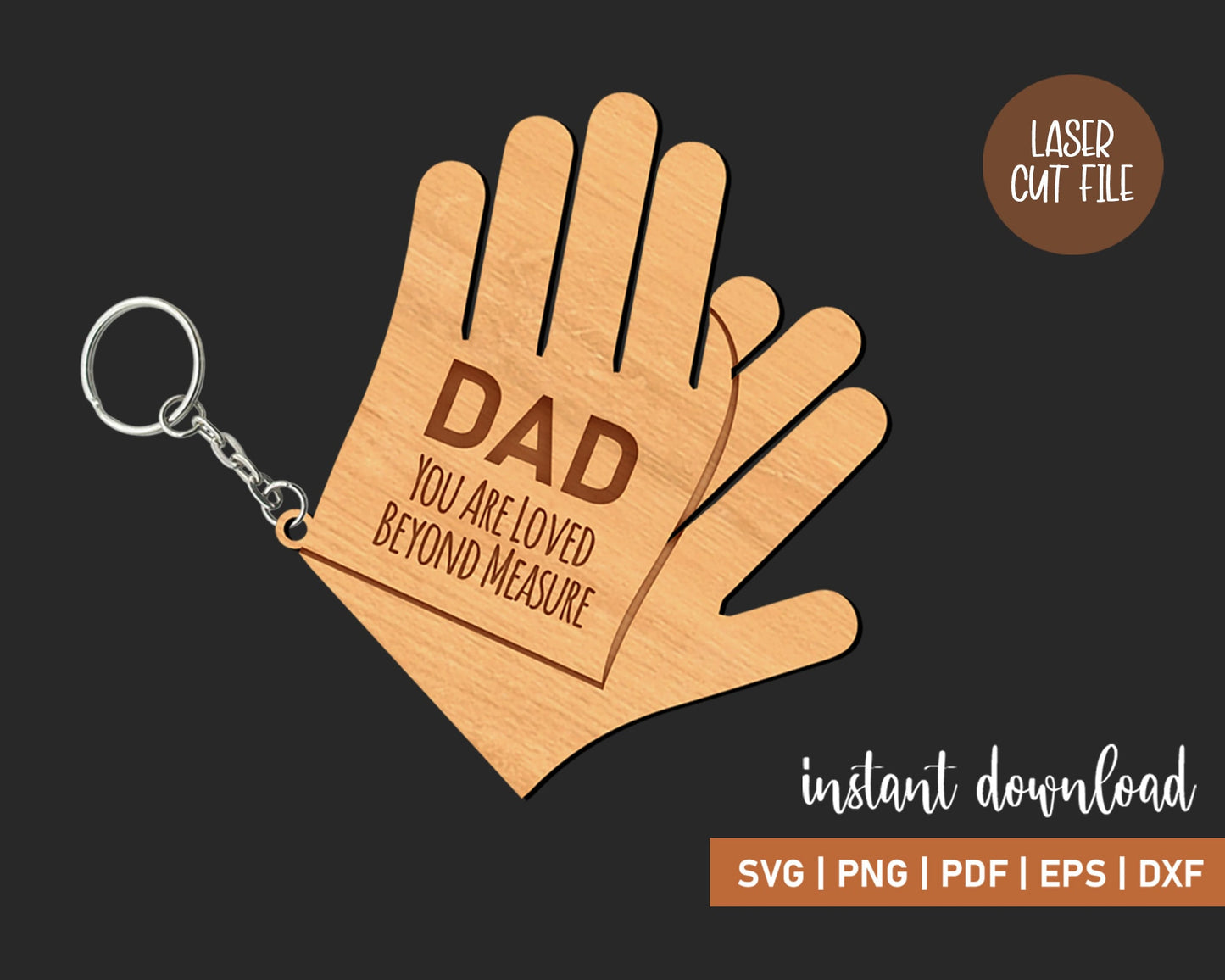 Set of 5 Tool shaped Father's Day Keyrings, Laser Cut Digital File, Gift For Dad, Digital Downloads, Dad SVG, Keychains for Dad,