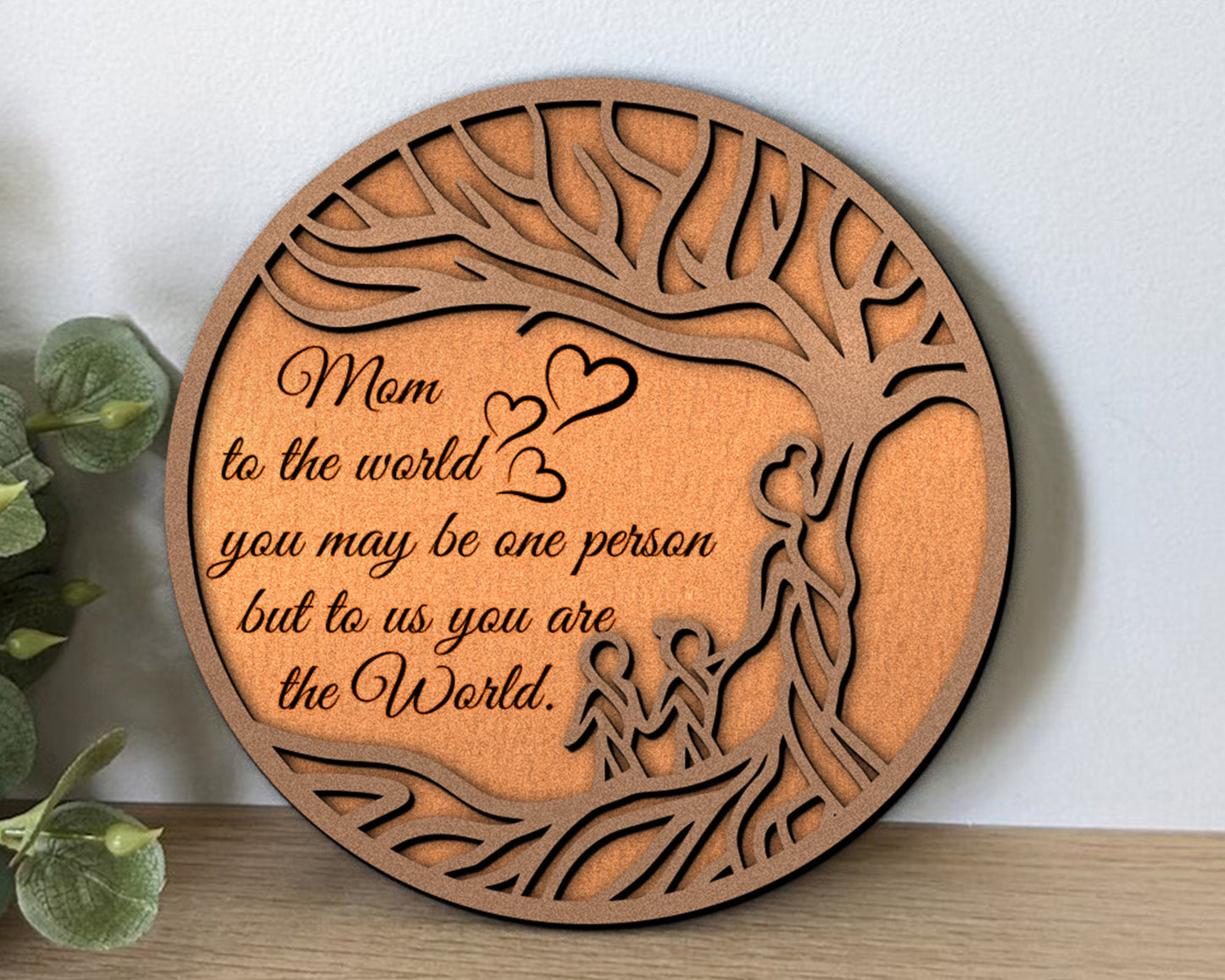 Mother Tree SVG, Wooden Decorative Stand, Layered Tree Svg, Laser Cut File For Glowforge Cricut, Mothers Day Gifts Svg, Mum Svg, Dxf, EPS.