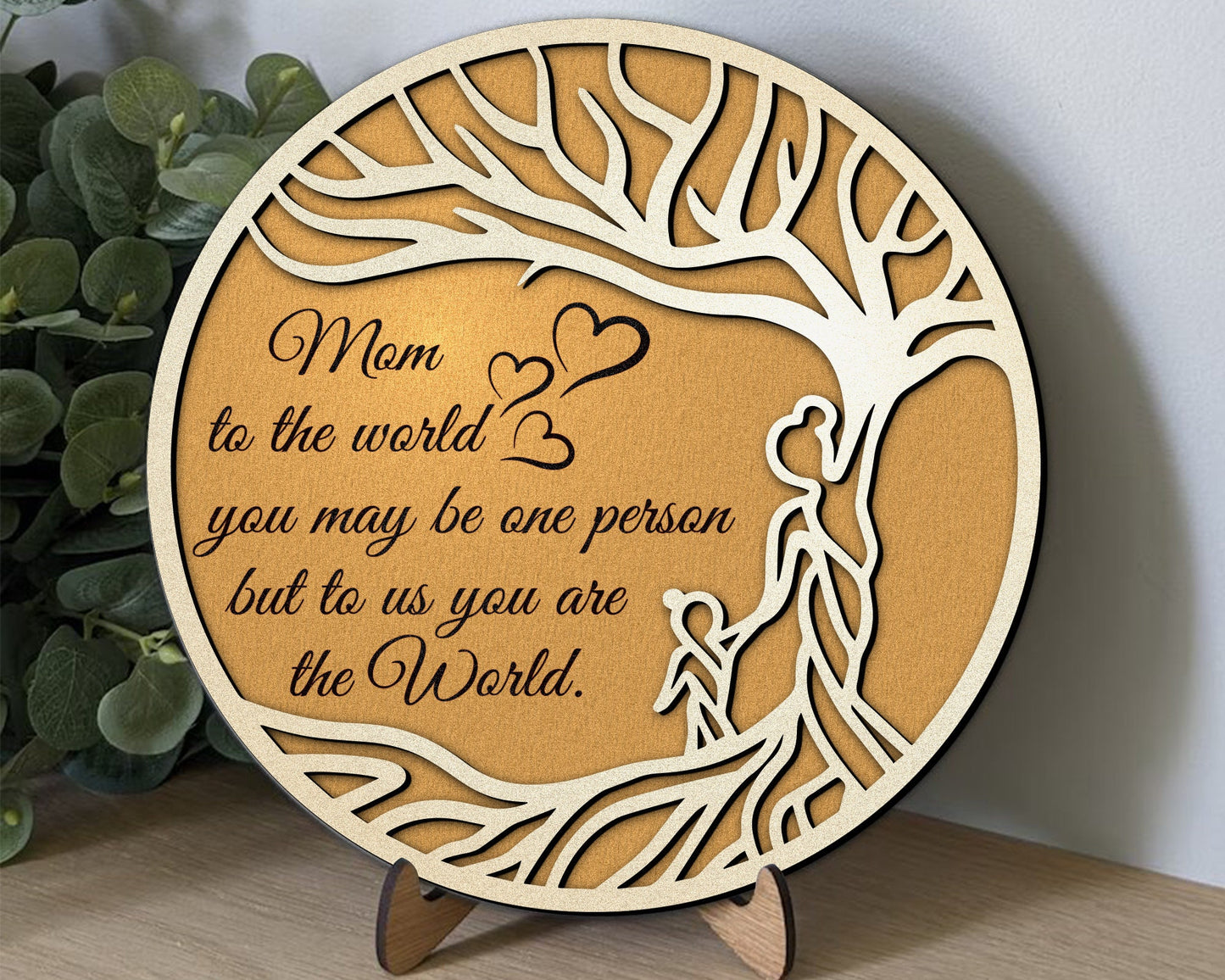 Mother Tree SVG, Wooden Decorative Stand, Layered Tree Svg, Laser Cut File For Glowforge Cricut, Mothers Day Gifts Svg, Mum Svg, Dxf, EPS.