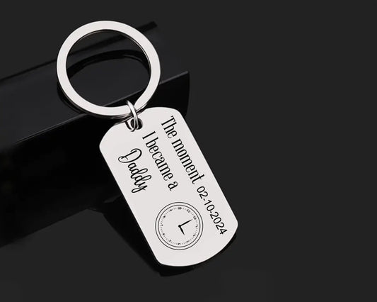 The Moment I Became a Daddy Keyring, Father’s Day keychain, Gift for New Dad Daddy, Birth Time & Date Keyring, Baby Gift, instant Download.