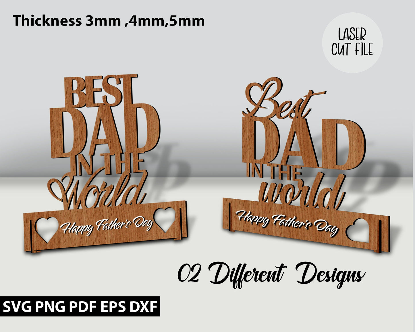 Best Dad In The World Laser Cut Files, Cnc Vector Wooden Stand,Father's Day Svg,Best Dad Standing Wood Card, Glowforge Svg Instant Download.