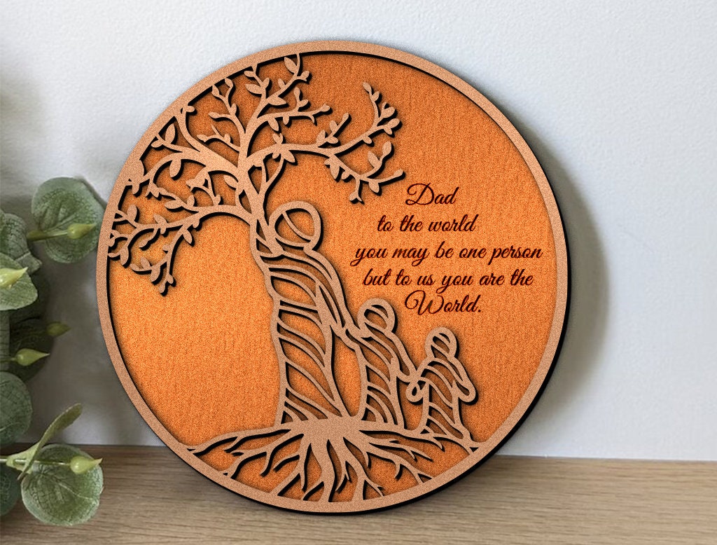 Father Tree SVG, Wooden Decorative Stand, Layered Tree Svg, Laser Cut File For Glowforge Cricut, Fathers Day Gifts Svg, Dad Svg, Dxf, EPS.