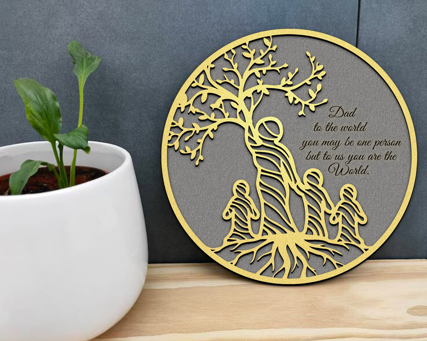 Father Tree SVG, Wooden Decorative Stand, Layered Tree Svg, Laser Cut File For Glowforge Cricut, Fathers Day Gifts Svg, Dad Svg, Dxf, EPS.