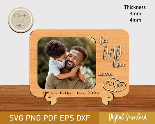 Fathers Day Photo Frame Svg, 3D Laser Cut Frame, Bonus Dad Svg, Gift For Dad, Fathers Day Gifts Svg, Frame File, Glowforge, Laser Ready.