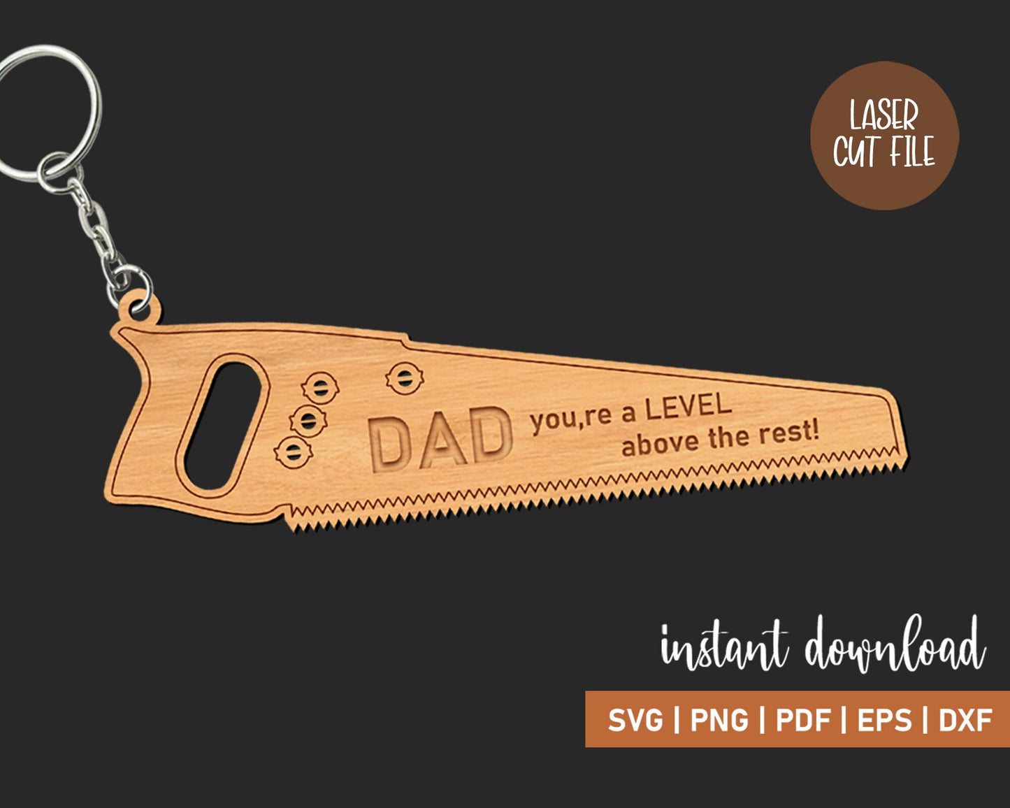 Set of 5 Tool shaped Father's Day Keyrings, Laser Cut Digital File, Gift For Dad, Digital Downloads, Dad SVG, Keychains for Dad,