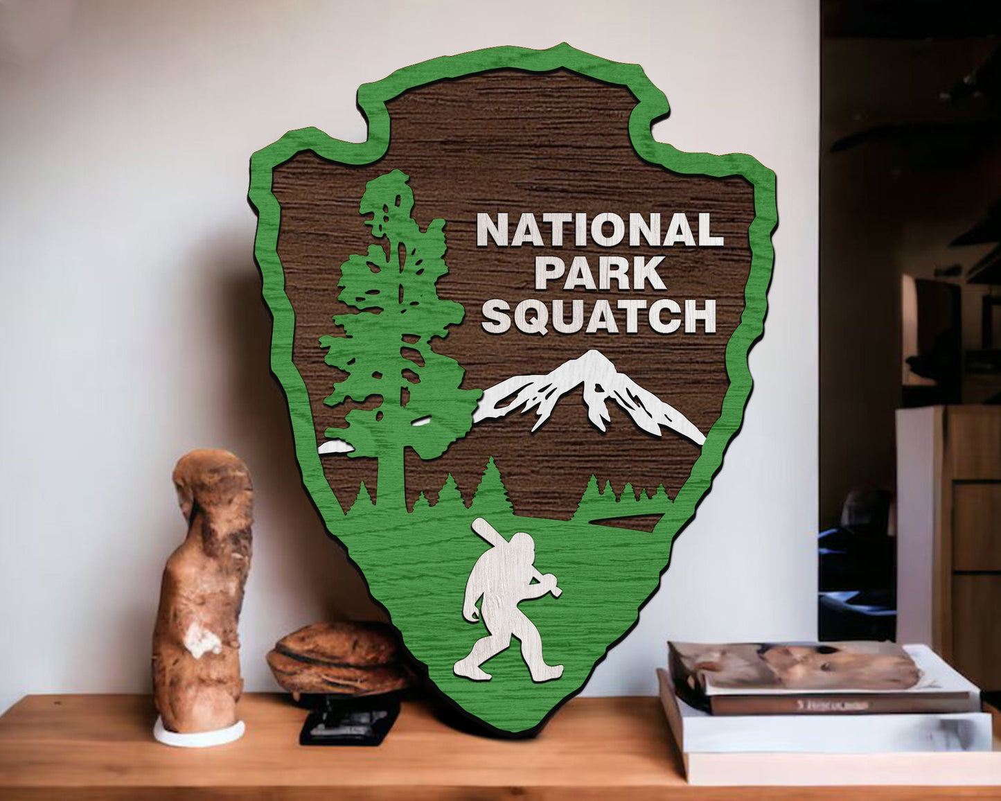 National Park Service with Squatch emblem Arrowhead Vector File SVG, National Park Sign SVG, National Park Logo SVG, Dxf, Jpg, Png, Eps.