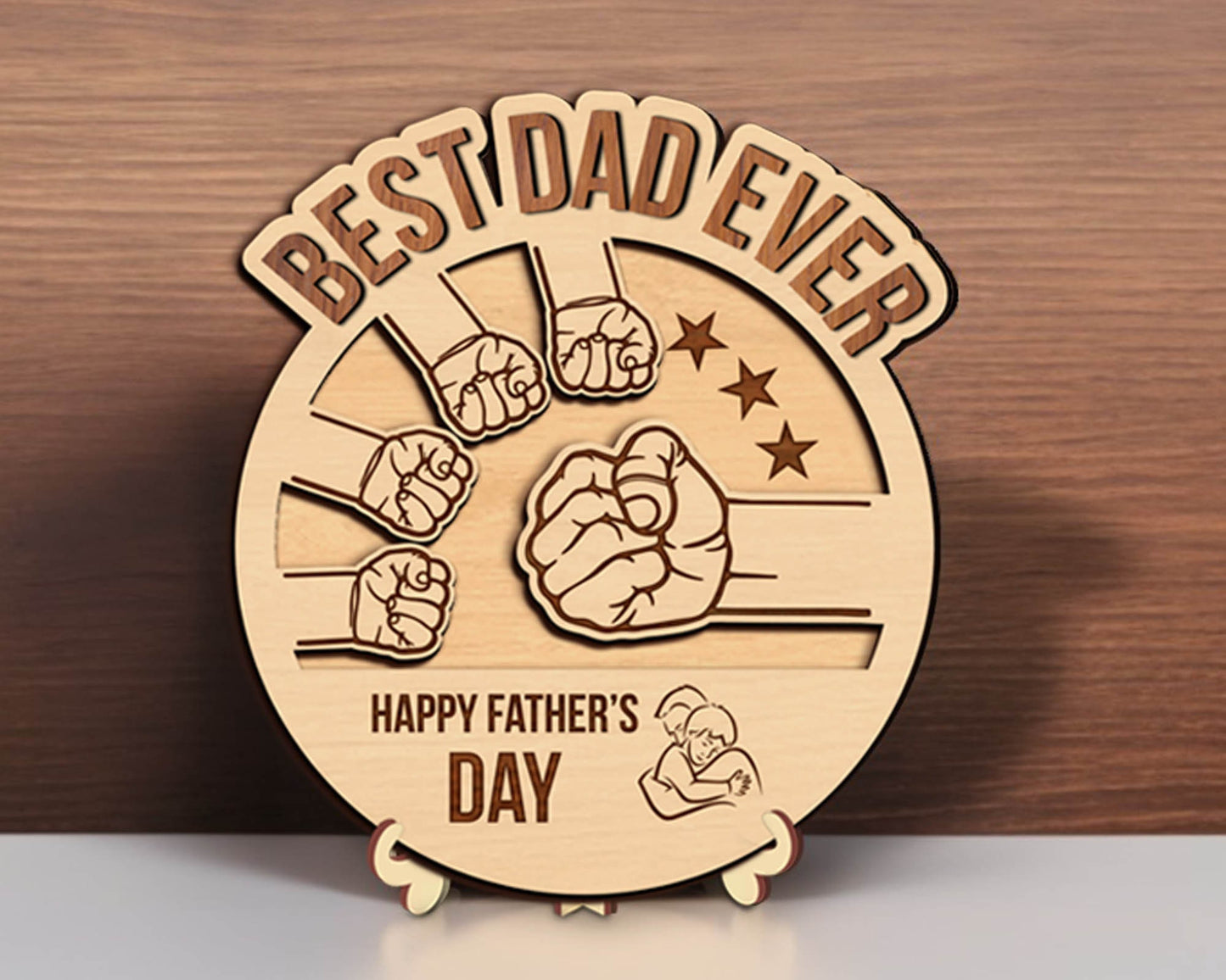 Personalized Dad And Kid Hands Fist Bump SVG, Best Dad Ever Svg, Baby Toddler Kid Dad Fist Bump, Fathers Day Gifts Svg, Glowforge Svg Files.