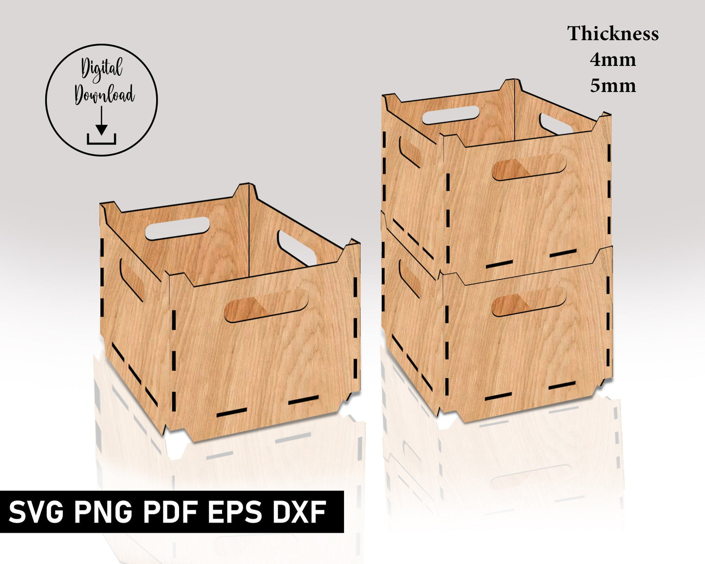 Laser Cut Stackable Storage Box Files SVG, Storage & Organizing, Laser Cut Digital Files, Wood Laser Cutting, Digital Downloads.