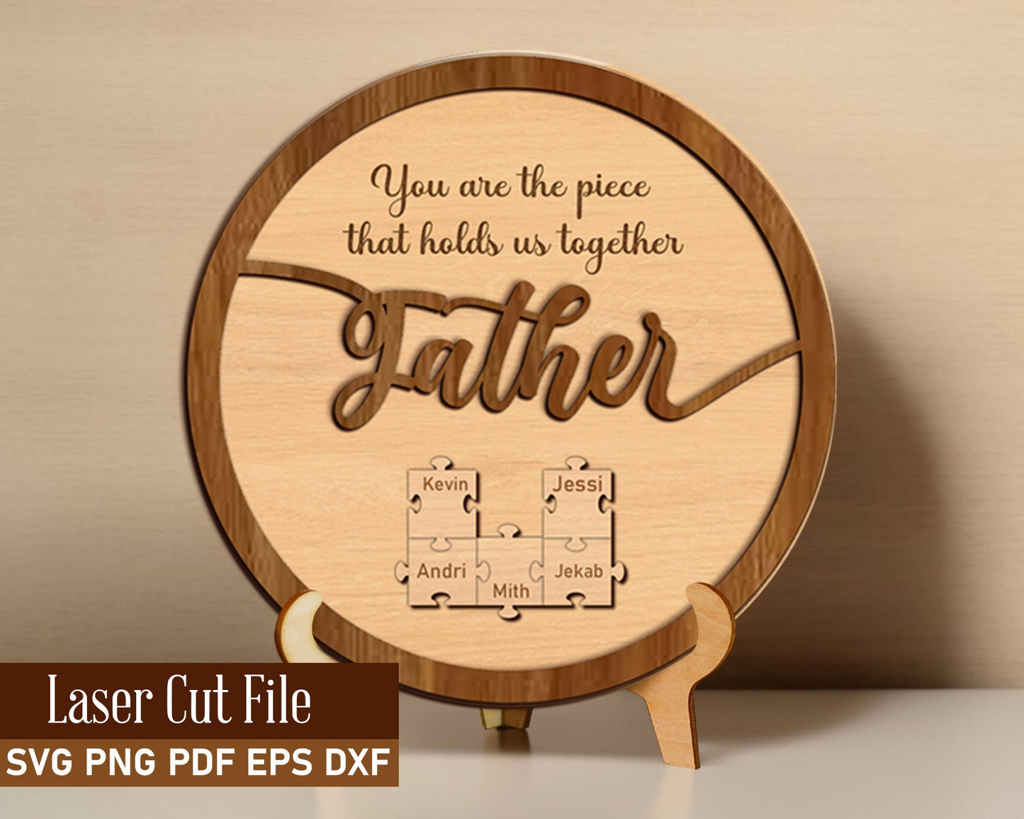 Fathers Day Puzzle Sign SVG, You Are The Piece That Holds Us Together, Fathers day gift, Grandpa gift, Dad Wood Sign Gifts, Instant Dowload.