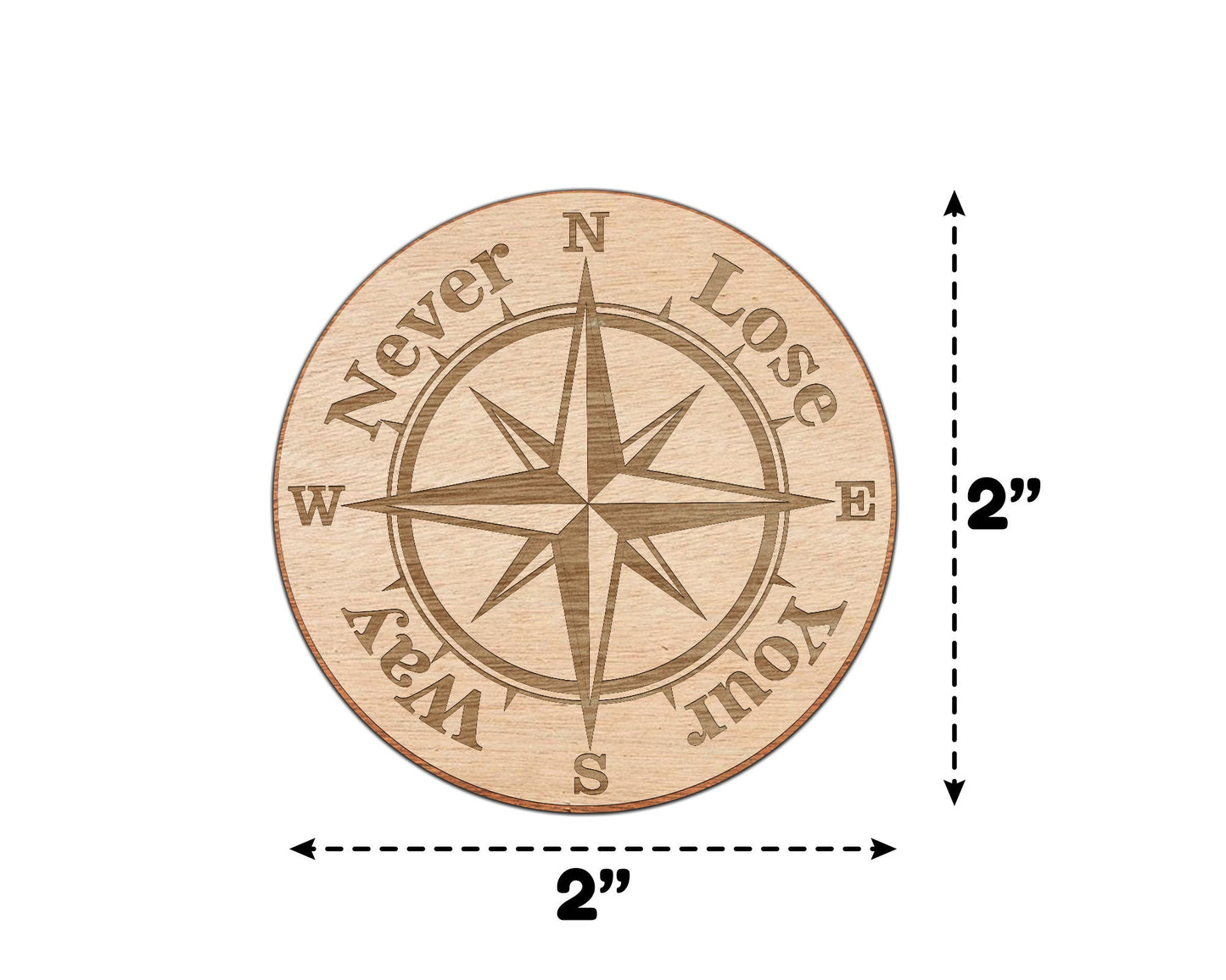 Never Lose Your Way Compass Token, Glowforge Tested Omtech Laser File,Compass SVG, Nautical Compass, Compass Digital File, Instant Download.