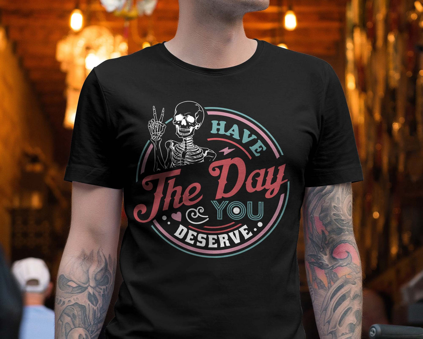 Have The Day You Deserve SVG, Trendy Shirt Svg, Peace Sign Skeleton Svg, Funny Skeleton Svg, Funny Karma Svg, Snarky Svg, Funny Skeleton Svg