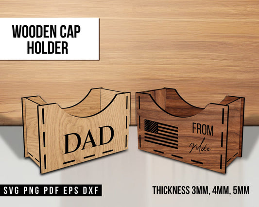 Dad Wooden Hat Holder Laser Cut SVG,Fathers Day Gift. Best Dad Ever Wooden Hat Holder, Daddy's Chapeau Display Case, Wood Trucker Hat Box.