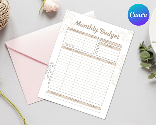 Monthly Budget Template, Expense & Income Tracker, Annual Budget Worksheet, Personal Finance Planner, Money Tracker,Monthly Budget Sheet PDF