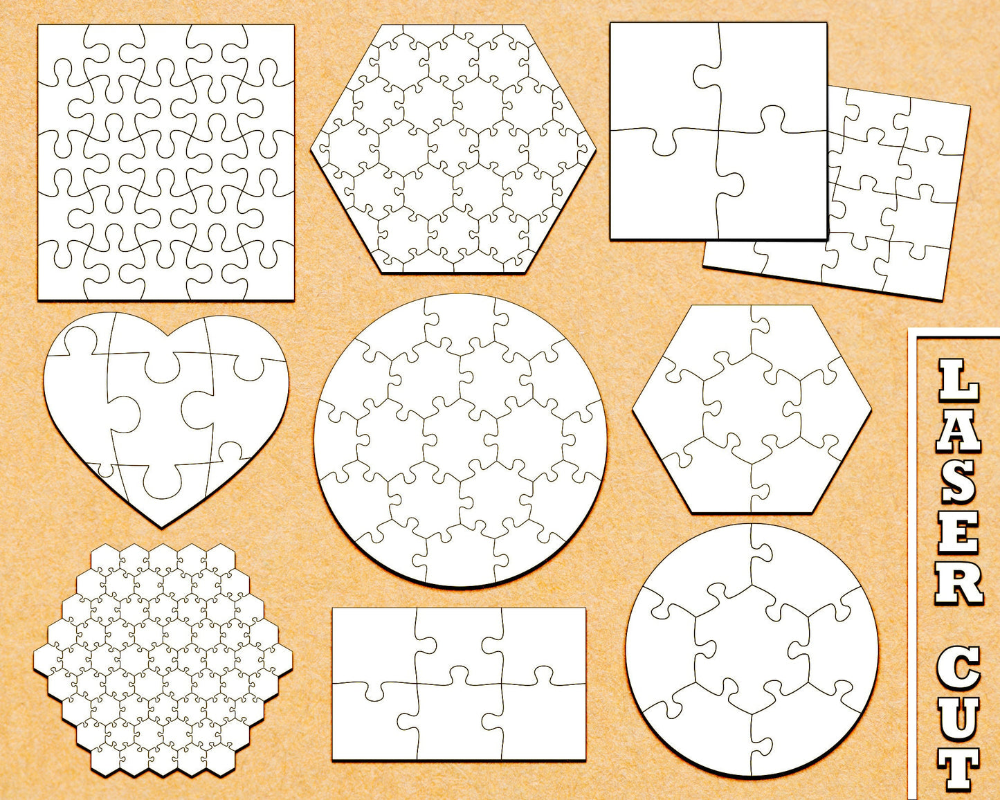 Jigsaw Puzzle SVG, Laser Cut File Puzzle Set, Puzzle Pieces Bundle, Puzzle Cut Template Svg, Puzzle Piece Svg, Instant Download.