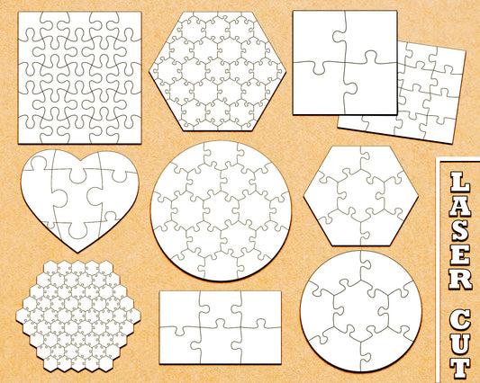 Jigsaw Puzzle SVG, Laser Cut File Puzzle Set, Puzzle Pieces Bundle, Puzzle Cut Template Svg, Puzzle Piece Svg, Instant Download.