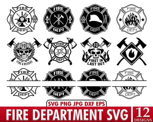 Fire Dept Svg Download, Firefighter Svg, Fireman Svg, Fire Department Svg, Maltese Cross Svg, Fire Dept Cricut Silhouette, Dad Shirt Svg.