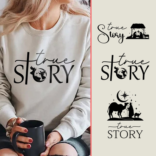 True Story SVG PNG, Nativity Scene Svg, True Story Nativity Svg,Christ Svg, Religious Christmas Svg Joy to the World True Story Nativity svg