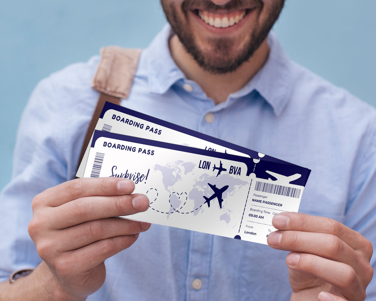 Editable Boarding Pass Template, Printable Personalized Airline Ticket, Surprise Trip, Canva Boarding Pass, Airplane Ticket Gift Card.