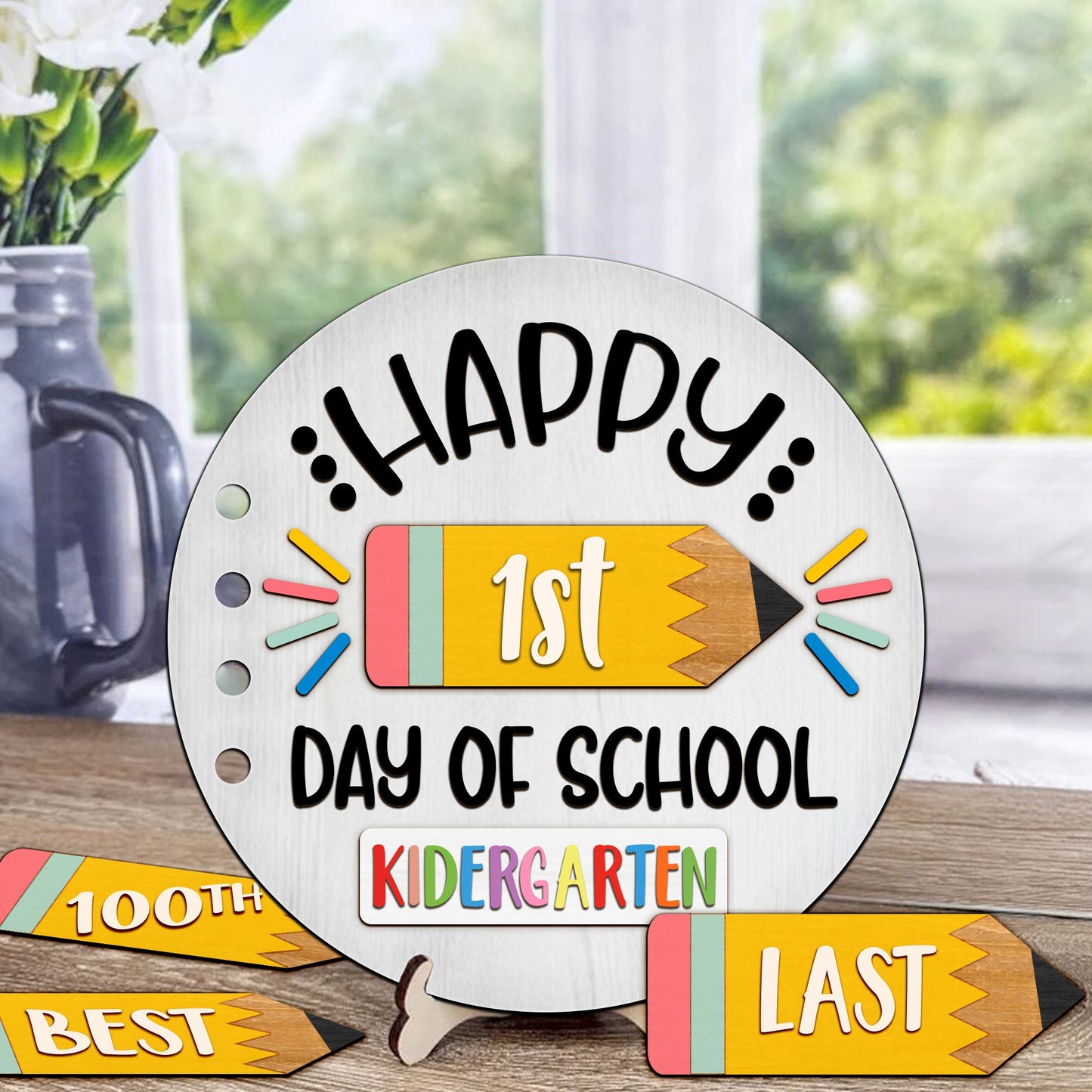 Kids Interchangeable First Day Of School Sign, Kindergarten First Day Of School Svg Laser Sign, Back To School Svg File, School Photo Prop.